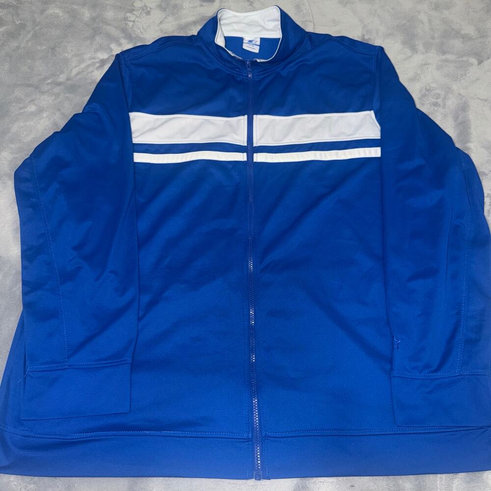 Starter Track Jacket Mens 3XL Blue White Full Zip Athletic